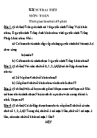 Kiểm tra 1 tiết môn Toán11 - Hoán vị, chỉnh hợp, tổ hợp